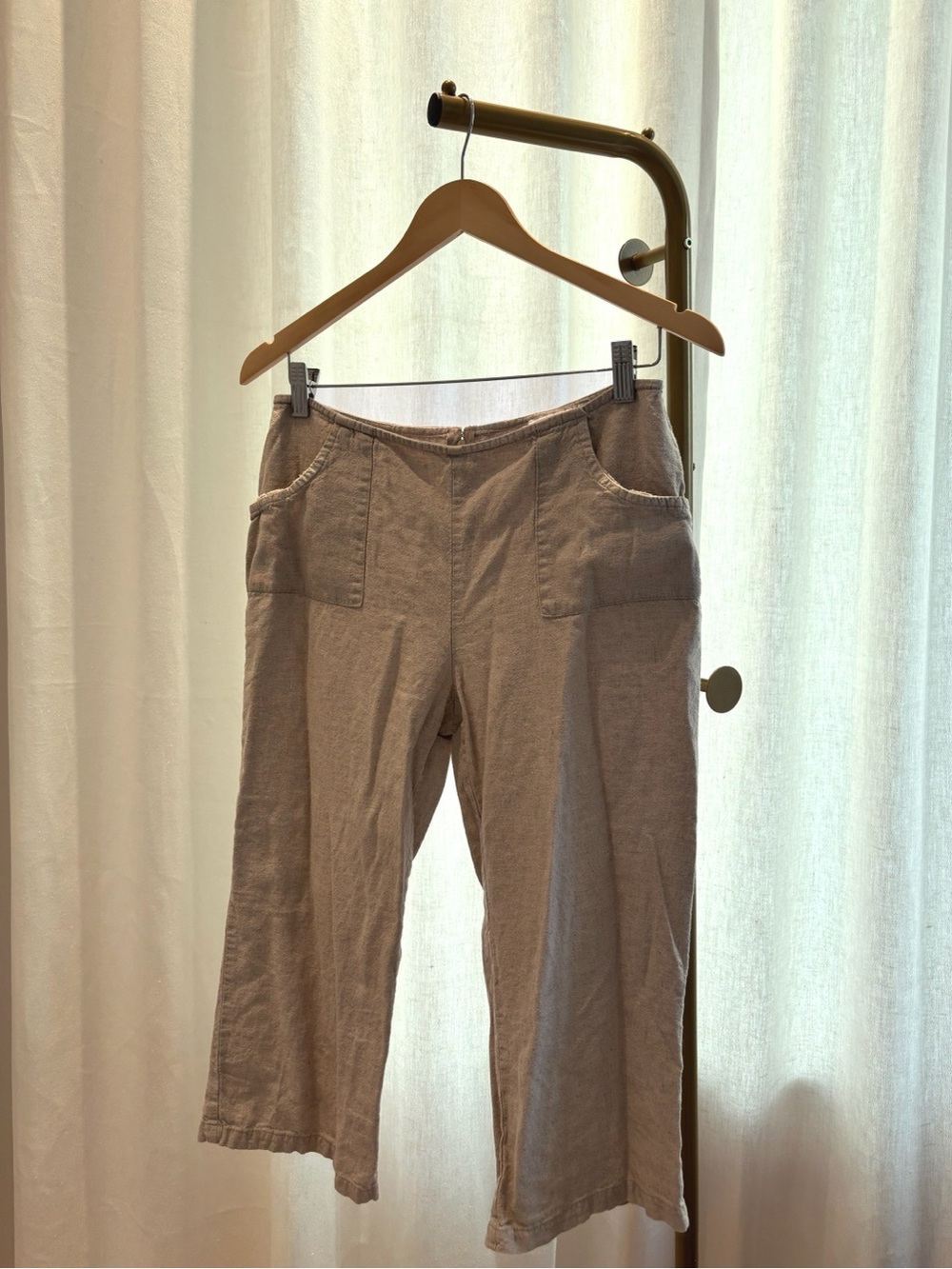 Beechers Cream Linen Straight Leg Pants Size 10